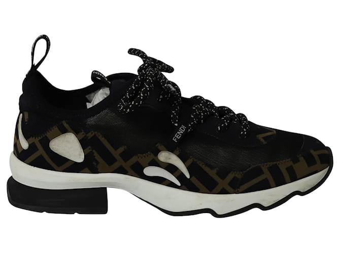 Zucca Fendi Wmns FF Freedom Sneakers in „Brown Black“ technischem Mesh Nylon  ref.872540