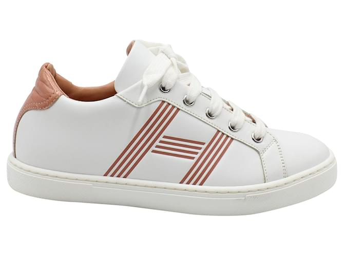 Hermès Sneakers Hermes Avantage in pelle bianca e marrone Bianco  ref.872569