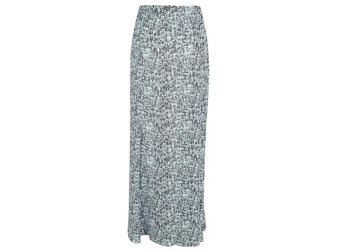 Acne Studios Printed Maxi Skirt With Slit in Blue Polyester  ref.872570