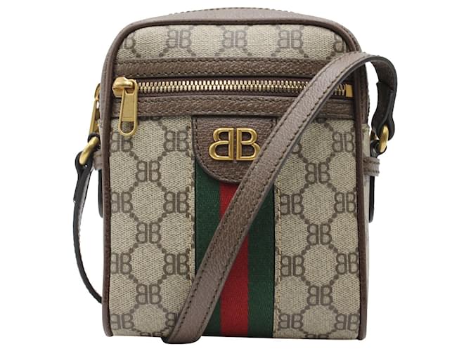 Gucci x Balenciaga The Hacker Shoulder Zip Bag in Beige Canvas Brown Cloth  ref.872575