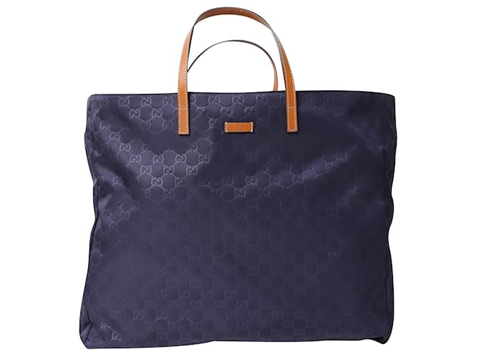 Gucci Guccissima Einkaufstasche aus marineblauem Nylon  ref.872580