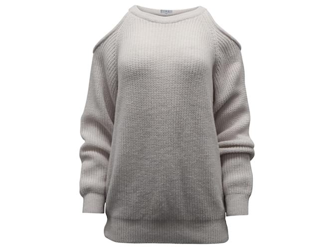 Iro Lineisy suéter de tricô canelado ombro frio em acrílico bege claro  ref.872595