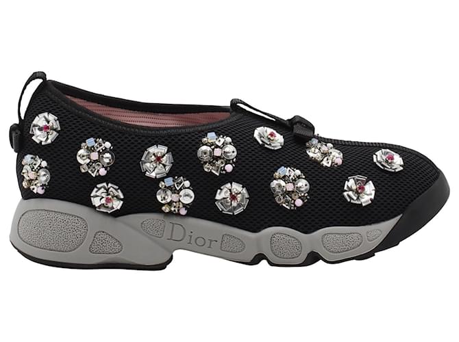 Dior verzierte Fusion-Sneaker aus schwarzer Baumwolle  ref.872600