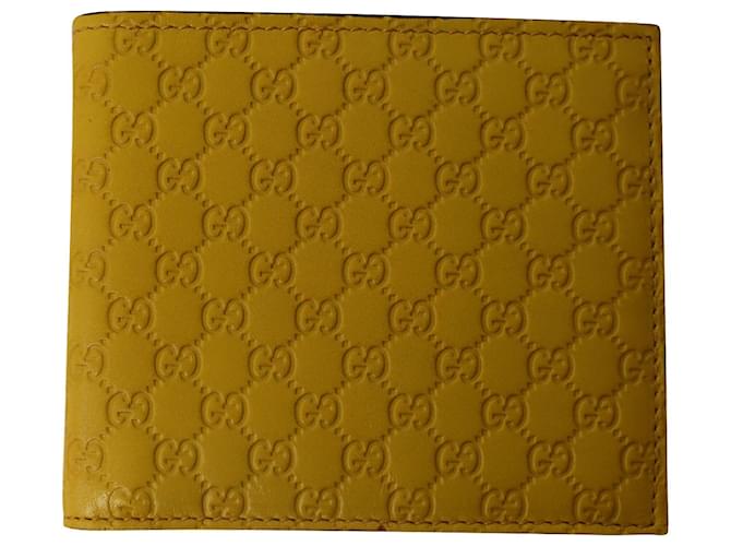 Portafoglio Gucci Microguccissima Bifold in pelle gialla Giallo  ref.872613