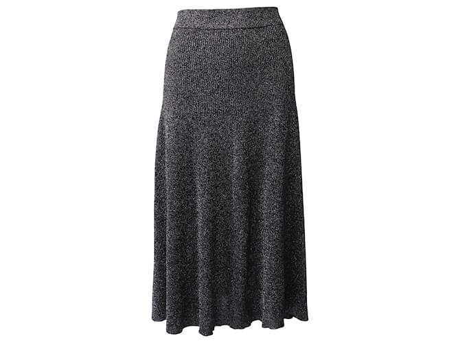 Joseph Ribbed Midi Skirt in Metallic Grey Viscose Lurex Cellulose fibre  ref.872620
