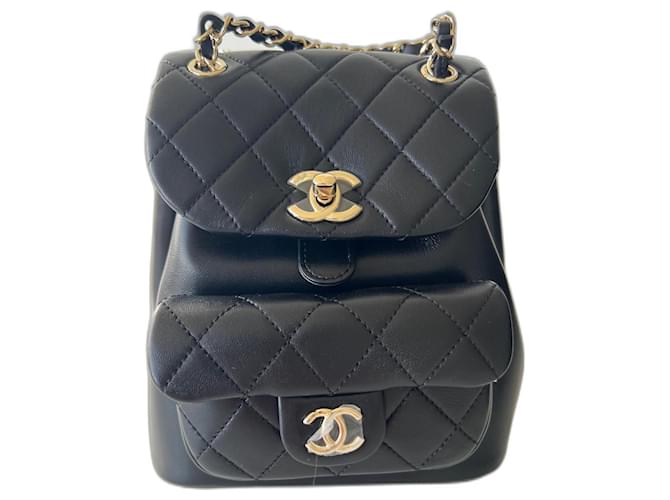 Chanel Duma Backpack Black Lambskin Gold in 2023
