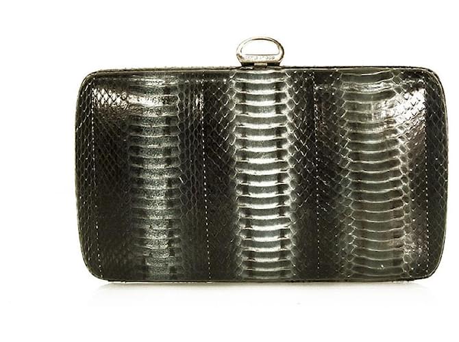 Sergio Rossi Blue Gray Leather Snakeskin Box Hard Case Clutch bag Multiple colors  ref.872661