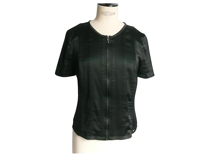 CHANEL Zipped silk blouse very good condition S42 Black  ref.872669