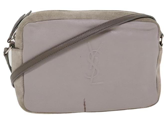 SAINT LAURENT Shoulder Bag Suede Leather Gray Auth ep783 Grey  ref.872752