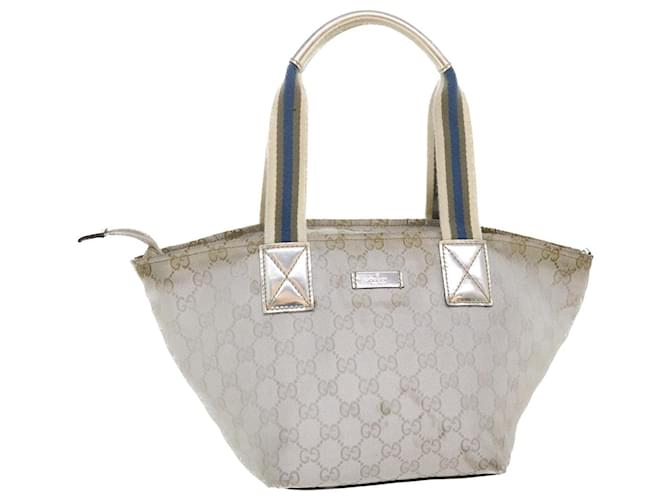 GUCCI GG Canvas Sherry Line Tote Bag Silver Blue gray 131223 Auth yt974 Silvery Grey  ref.872803