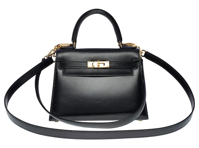 Hermès HERMES Kelly Mini Bag aus schwarzem Leder - 101136  ref.872855