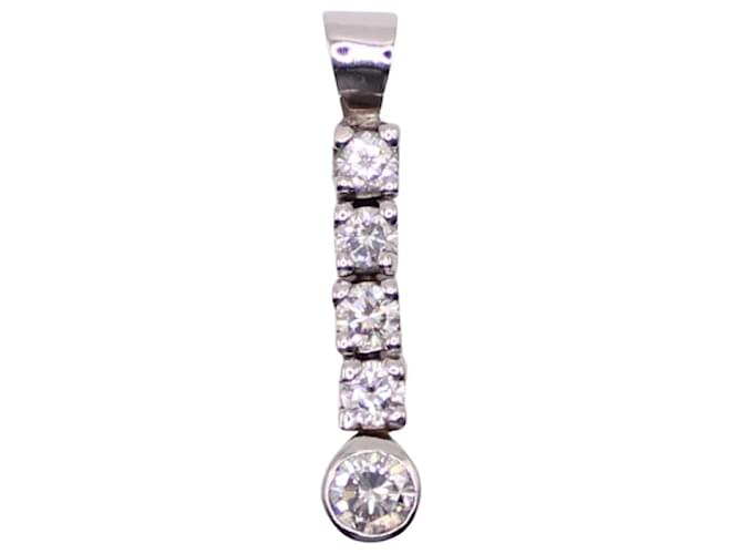 Autre Marque White gold articulated pendant 750%o set with diamonds Silver hardware  ref.872887