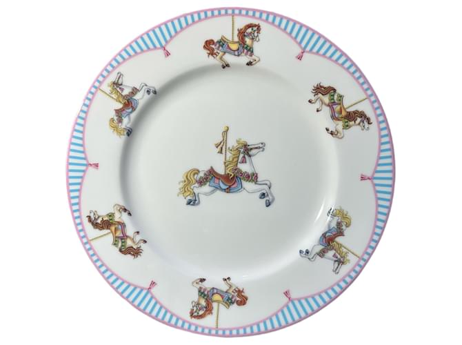Tiffany & Co Raro Nuovo di zecca 3 pezzo Set di piatti per bambini Carosello Turchese Ceramica  ref.872914