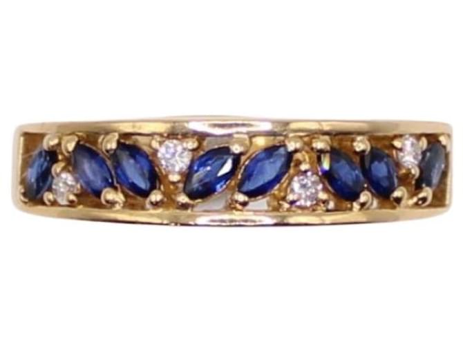Autre Marque Sapphire and diamond yellow gold garter ring 750%O Dark blue Gold hardware  ref.872915
