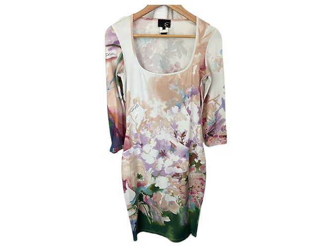 Vestido floral de Just Cavalli Rosa Beige