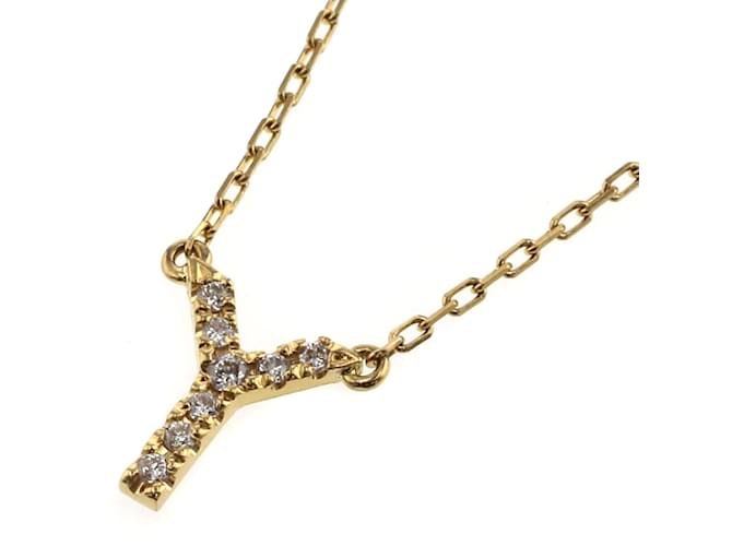 & Other Stories 18K Diamond Initial Y Necklace Golden Metal Gold  ref.873065