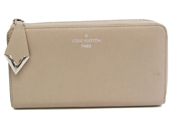 Louis Vuitton Womens Portefeuille Comete Beige Textured Leather Wallet Handbag