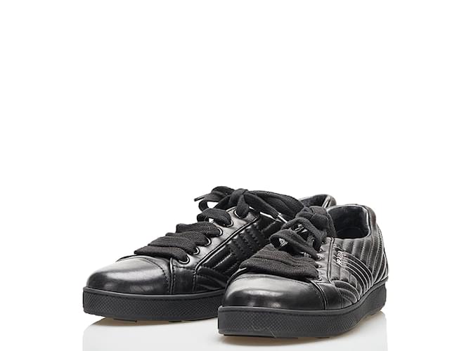 Prada Quilted Sneakers Black Leather Pony-style calfskin  ref.873328