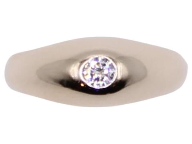 Autre Marque Englischer Ring, besetzt mit einem Diamanten aus Weißgold 750%O Silber Hardware  ref.873376