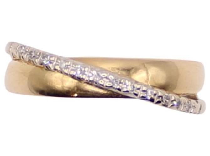 Autre Marque Yellow gold alliance ring 750%o diamond rail Gold hardware  ref.873380