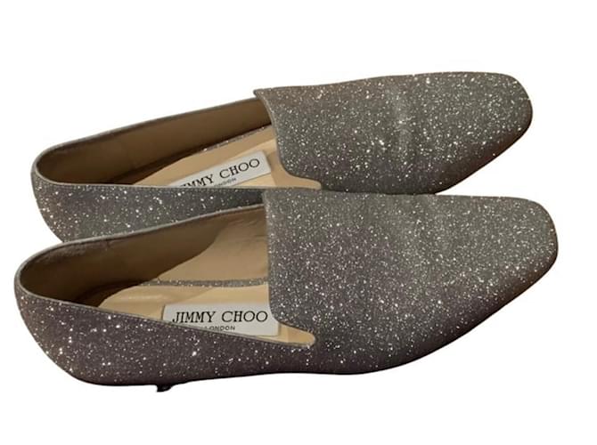 Jimmy Choo Ballerinen Silber Leder  ref.873382