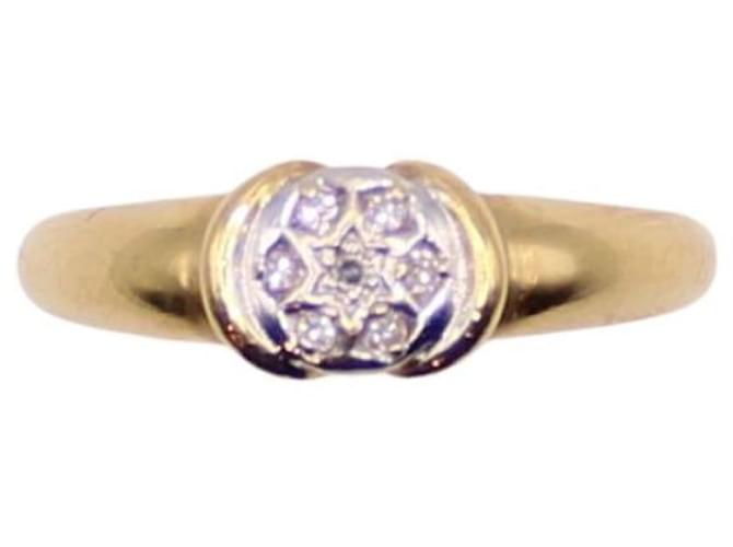 Autre Marque Yellow gold diamond pavé solitaire ring 750%O Gold hardware  ref.873384