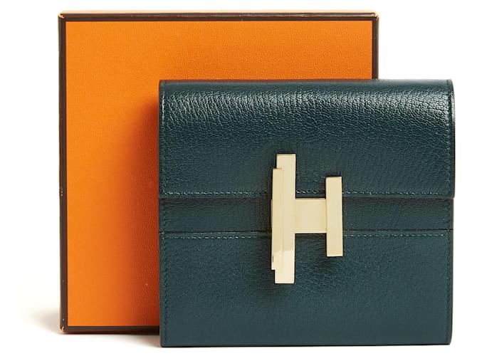 Hermès DARK GREEN CINHETIC CLUTCH Leather  ref.873385