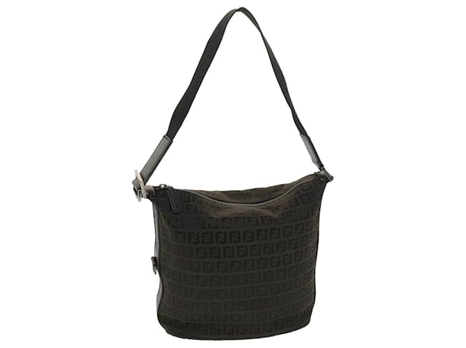 FENDI Zucchino Canvas Shoulder Bag Black Auth bs4733 Negro  ref.873446