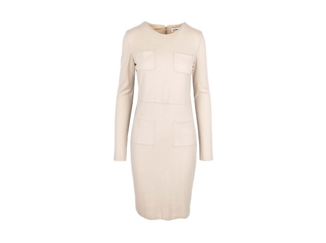 Jil Sander Robe beige à manches longues avec poche