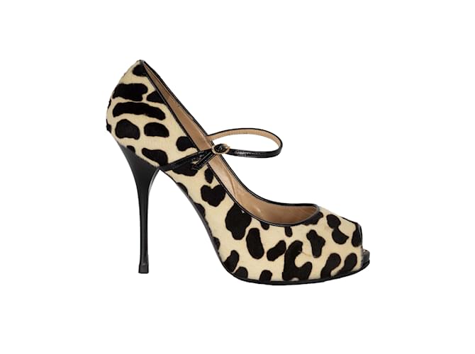 Giuseppe Zanotti Sapatos peep-toe com estampa de leopardo cabelo de cavalo Multicor  ref.873481
