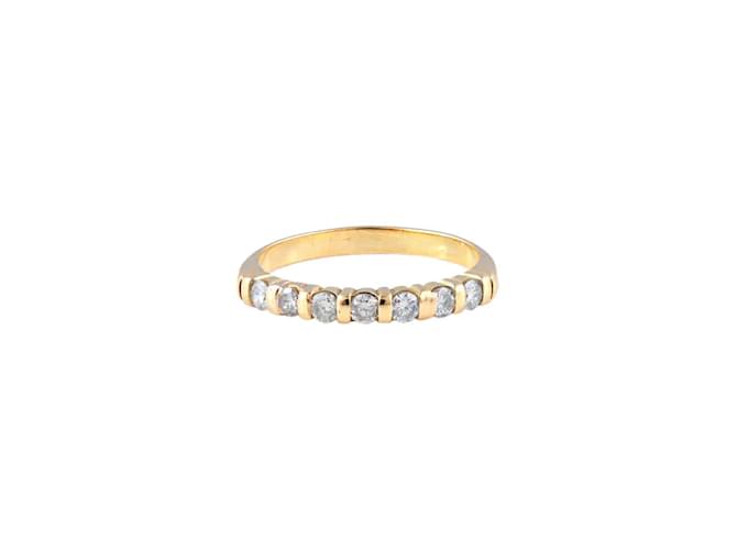 Autre Marque Mezza fede nuziale con diamanti in oro giallo 750%O Gold hardware Diamante  ref.873492