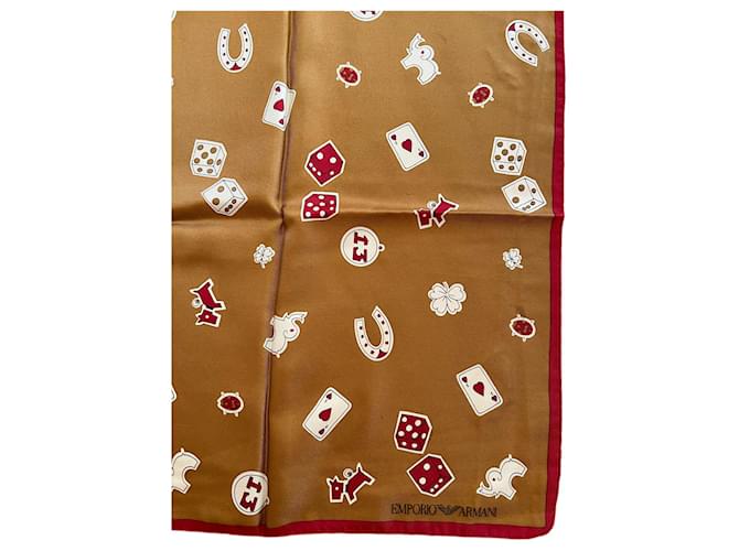Emporio Armani silk scarf Dark red Bronze  ref.873509
