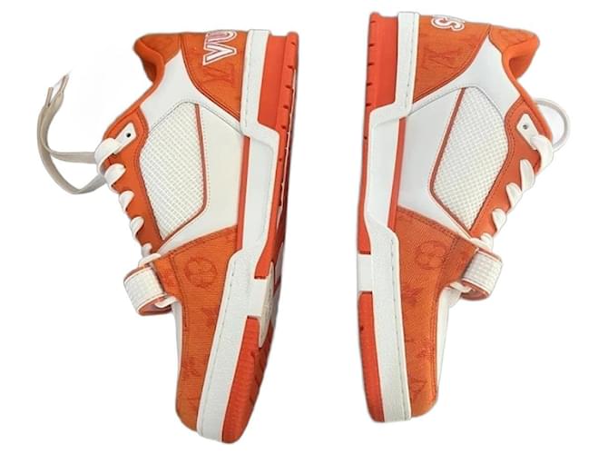 Louis Vuitton Trainer Sneaker White/Orange For Men LV in 2023