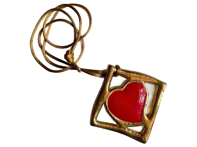 Yves Saint Laurent Pendant necklaces Red Ceramic  ref.873522