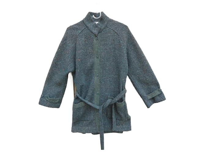 Autre Marque vintage waistcoat 38 Dark green Polyester Wool  ref.873536