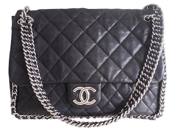 Chanel catena intorno alla borsa Nero Pelle  ref.873647