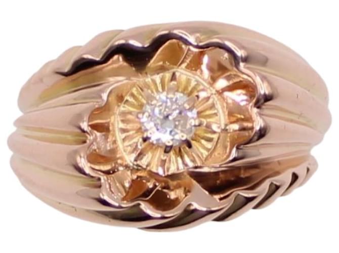 Autre Marque Bague forme tourbillon diamant or 750%o Or jaune Bijouterie dorée  ref.873652