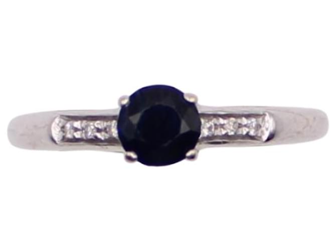 Bague MAUBOUSSIN "Grand mot d'amour" saphir, diamants or blanc 750%o Bleu foncé Bijouterie argentée  ref.873653
