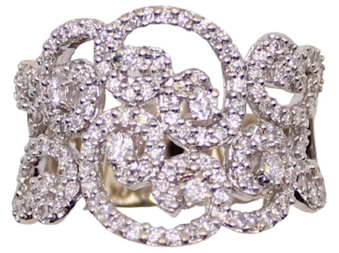 Autre Marque Bague arabesques serties de diamants or blanc 750%o Bijouterie argentée  ref.873656