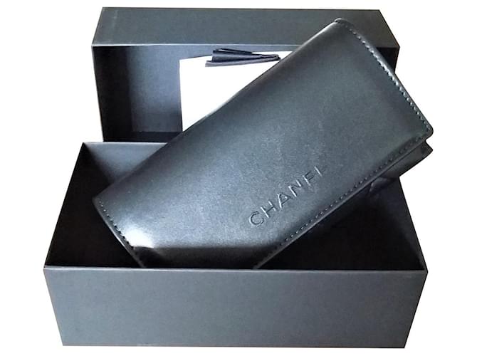 New - CHANEL soft padded glasses case Black Leatherette  ref.873667