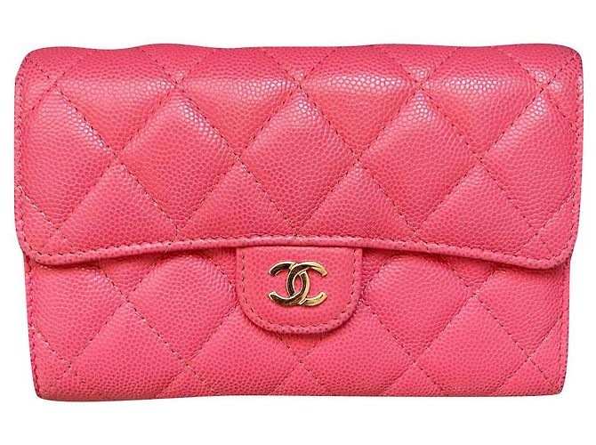 Chanel Classic Flap Wallet Pink Caviar Leather