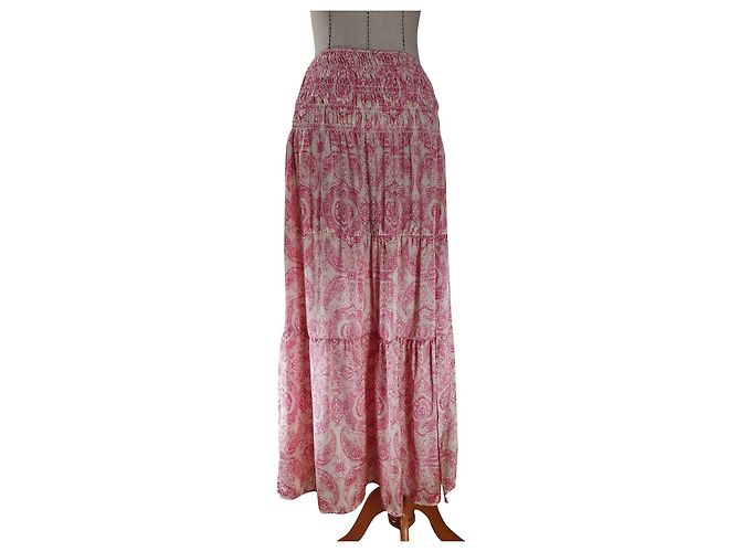 Maje Midi-Rock gerade mit Paisley-Print Rosa Pink