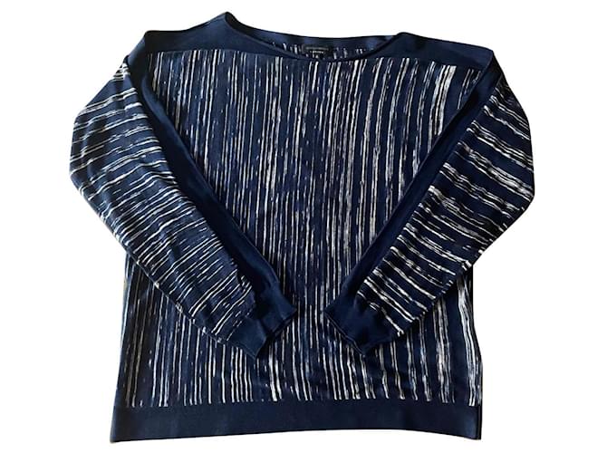 Adolfo Dominguez AD Men's Navy Striped Boat Neck Sweater T. S or 5 - New Navy blue Cotton Linen  ref.873692