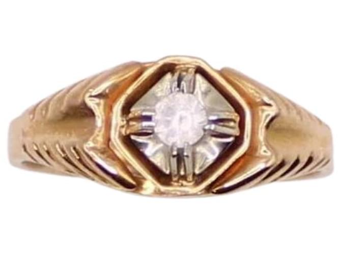 Autre Marque Yellow gold spinel-set signet ring 750%O Gold hardware  ref.873712