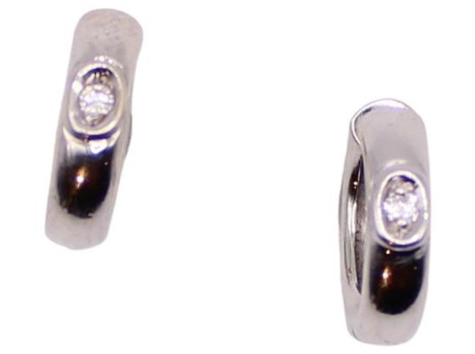 Autre Marque Pendientes pequeños de aro en oro blanco 750%o y diamantes Hardware de plata