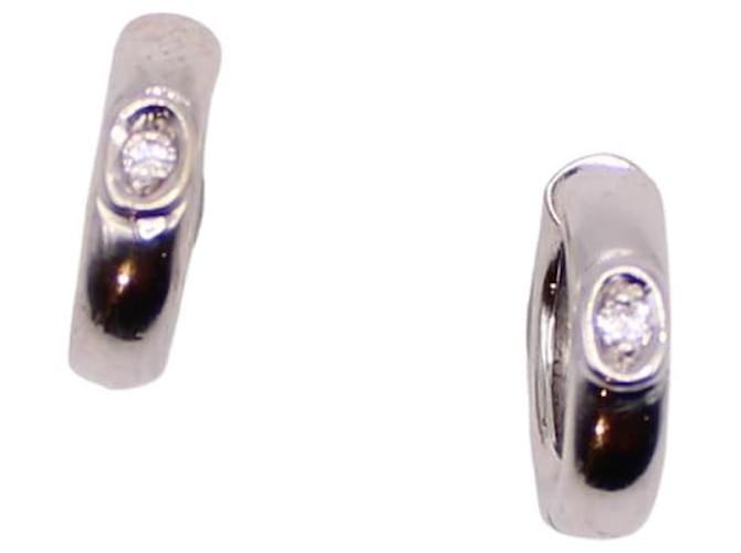 Autre Marque Piccoli orecchini a cerchio in oro bianco 750%o e diamanti Silver hardware Diamante  ref.873715