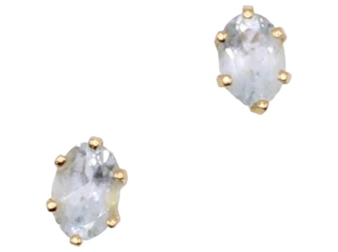 Autre Marque Yellow gold stud earrings 750%o aquamarine Light blue Gold hardware  ref.873718