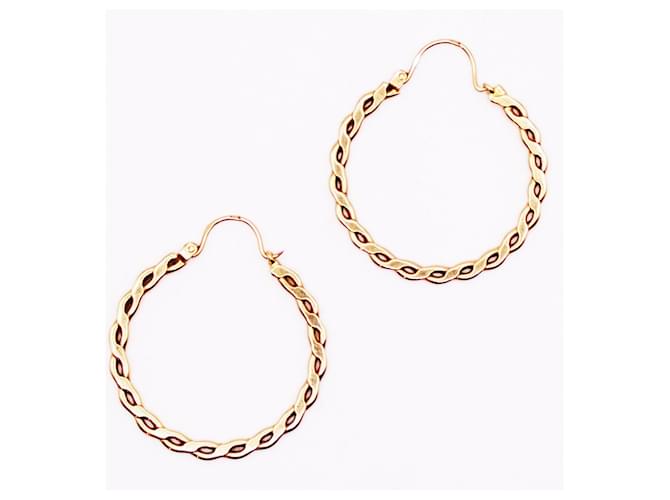 Autre Marque Yellow gold twisted hoop earrings 750%O Gold hardware  ref.873720