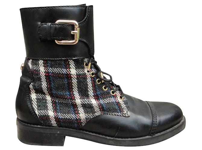 Diesel ankle boots 38 Black Leather Tweed  ref.873721