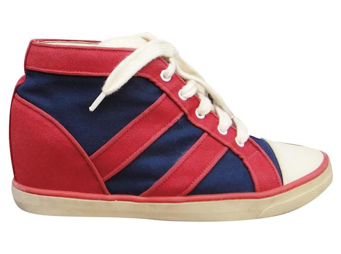 Isabel Marant p sneakers 39 Red Blue Leather Cloth  ref.873732